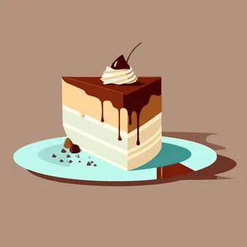 Piece of cake on a plate Stock Illustration