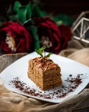 A piece of cake in the plate Stock Photos