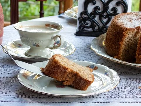 Piece of cake in a plate Stock Photos