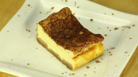 A piece of cake on the plate rotates Stock Footage 43367816