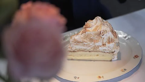 A piece of cake on plates. Stock Footage 242593779