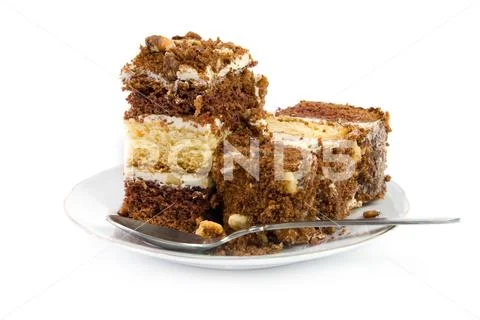 Piece of cake on a saucer Stock Photos