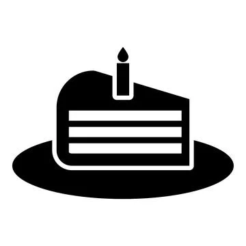Piece of cake slice with candle icon black color vector illustration image .. Illustrazione stock