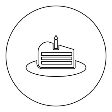 Piece of cake slice with candle icon in circle round black color vector ill.. 스톡 일러스트