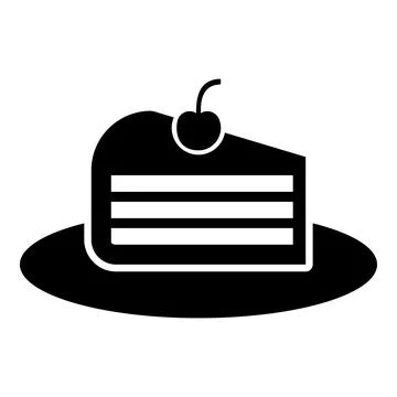 Piece of cake slice with cherry icon black color vector illustration image .. Illustrazione stock