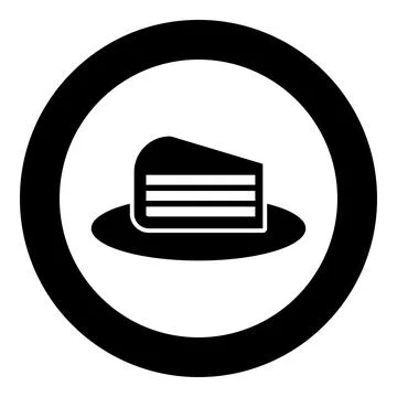 Piece of cake slice on dish icon in circle round black color vector illustr.. 스톡 일러스트