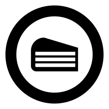 Piece of cake slice icon in circle round black color vector illustration im.. 스톡 일러스트