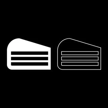 Piece of cake slice set icon white color vector illustration image solid fi.. Illustrazione stock