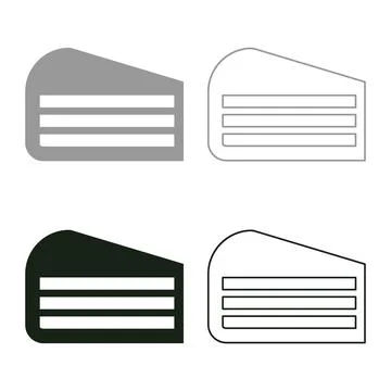 Piece of cake slice set icon grey black color vector illustration image sol.. Illustrazione stock