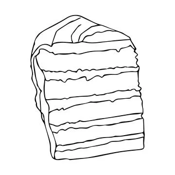 Piece of cake. Vector illustration in doodle style isolated on white backgr.. Stock Illustration