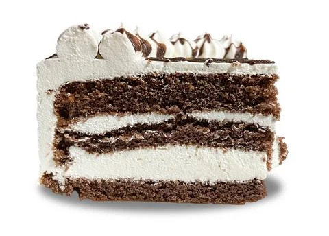 A piece of cake on a white background side view Stock Photos