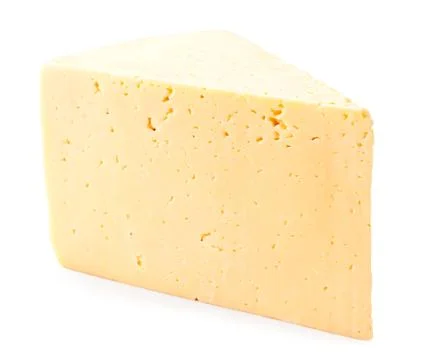 Piece of cheese close-up on a white background. Isolated Stock Photos