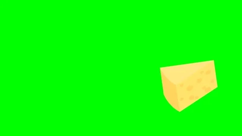 Piece of cheese. Emmental cheese triangle. Swiss cheese, isolated on a green Stock Footage 255271631