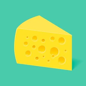 Piece of cheese with holes on a blue background Stock Illustration