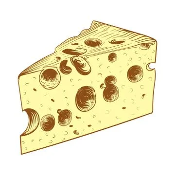 Piece of cheese icon. Vector illustration of cheese. Hand drawn cartoon Illustrazione stock