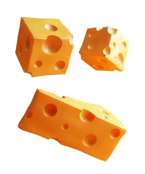 Piece of cheese isolated on white background. Stock Illustration