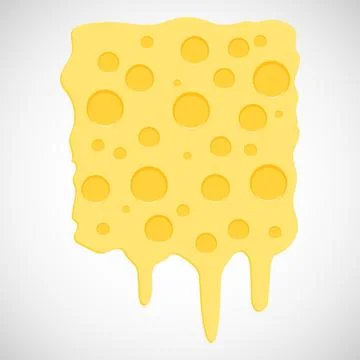 Piece of cheese isolated on a white background. Melted cheese. Vector Stock Illustration
