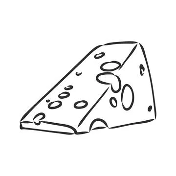 Piece of Cheese. a piece of cheese, vector sketch on a white background Stock Illustration