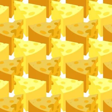 Piece Cheese seamless pattern. Milk product texture. Food background Illustrazione stock