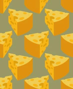 Piece Cheese seamless pattern. Milk product texture. Food background Stock Illustration