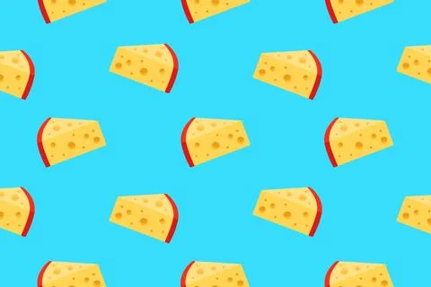 Piece of cheese. Seamless vector pattern Stock Illustration