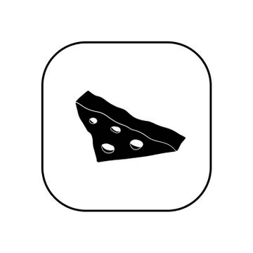 A piece of cheese. Vector illustration in the form of a square black and whit Stock-Illustration