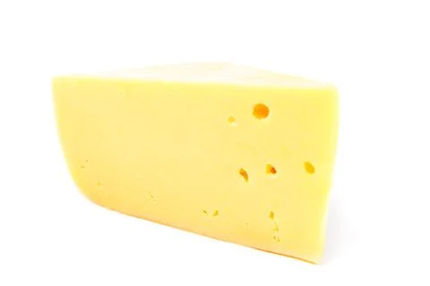 Piece of cheese on a white background. Stock Photos