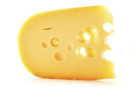 Piece of cheese on white background Fotos de archivo