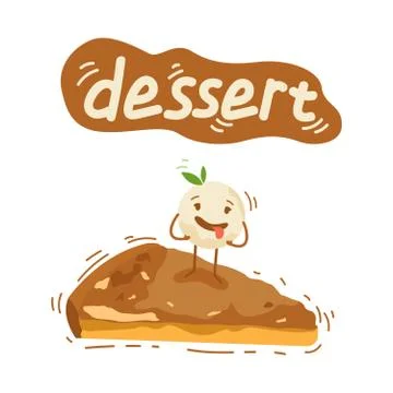 Piece of cheesecake. Cute vector characters creamy cheesecake and physalis Stock Illustration