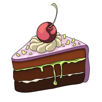 Piece of Cherry Pie Stock Illustration