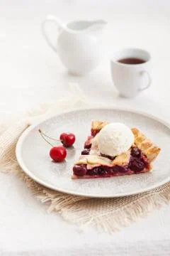 Piece of cherry pie Stock Photos