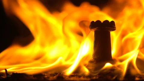 Piece Of Chess Burning Stock Footage 95769434