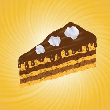 Piece of chocolate cake Illustrazione stock