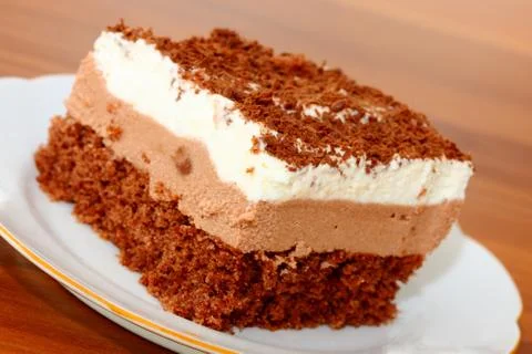 Piece of chocolate cake Stock Photos