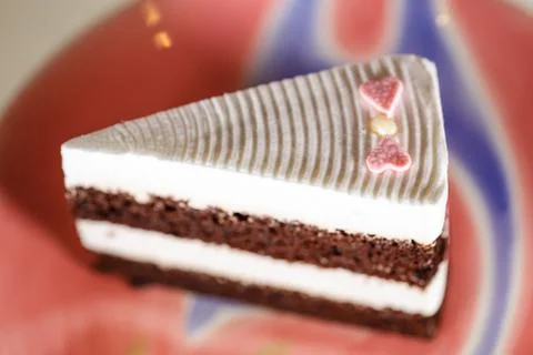 A piece of  chocolate cake Stock Photos