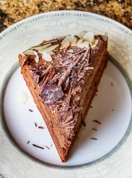 Piece of chocolate cake Stock Photos