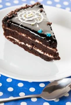 Piece of chocolate cake Stock Photos