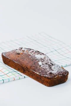 A piece of chocolate cake on a table Stock Photos