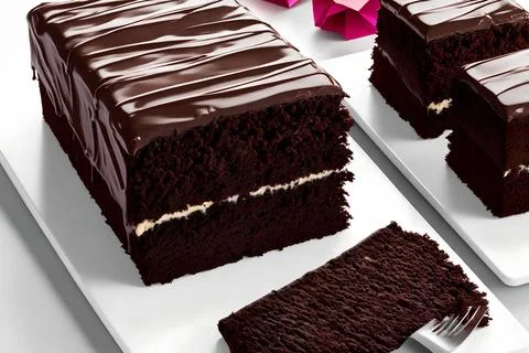 Piece of Chocolate delicious cake, generative art by A.I. Stock Photos