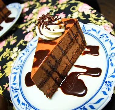 Piece of chocolate moose cake Stock Photos