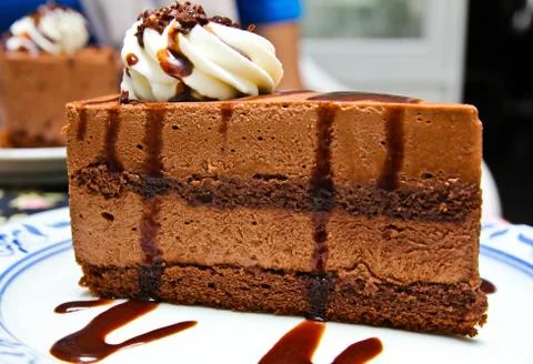 Piece of chocolate moose cake Stock Photos
