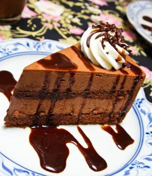 Piece of chocolate moose cake Stock Photos
