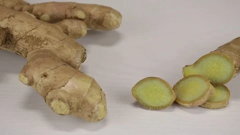 A piece of chopped ginger Stock Footage 122512766