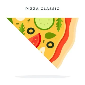 Piece of classic pizza vector flat isolated Stock Illustration