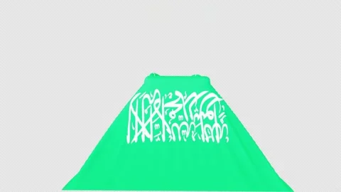 The piece of cloth falls with the flag of the State of Saudi to cover product Stock Footage 202364913