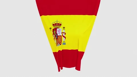 The piece of cloth falls with the flag of the State of Spain to cover  product Stock Footage 202364997