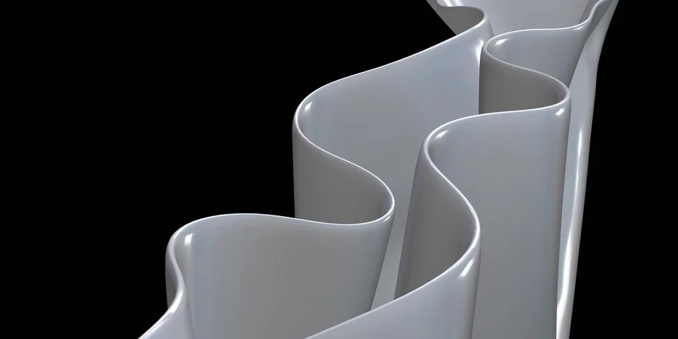 A piece of cloth fluttering reflective ceramic wavy reflecting surface shin.. Stock Illustration