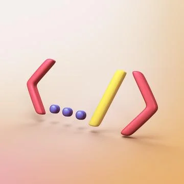 Piece of code - stylized 3d CGI icon object Stock Illustration