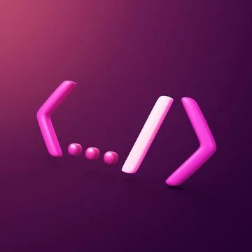 Piece of code - stylized 3d CGI icon object, Not gen Ai Stock Illustration