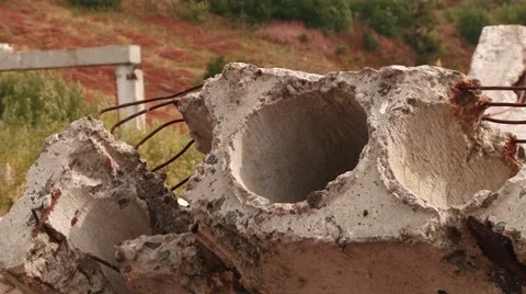 Piece of concrete reinforcement Stock Footage 68943981